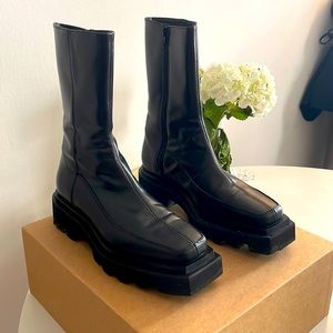 Alohas Black Chunky calf high boots size 40. Worn only a few times!